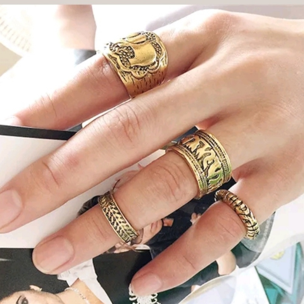 Boho 4 piece ring set